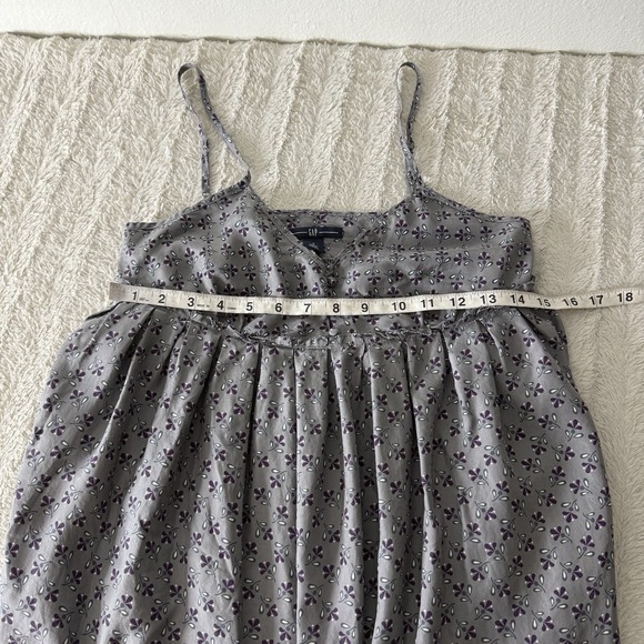 Y2K‎ Gap 100% Silk Babydoll Dress Gray Purple Floral Women's 6 Feminine Ruffle - Picture 9 of 11